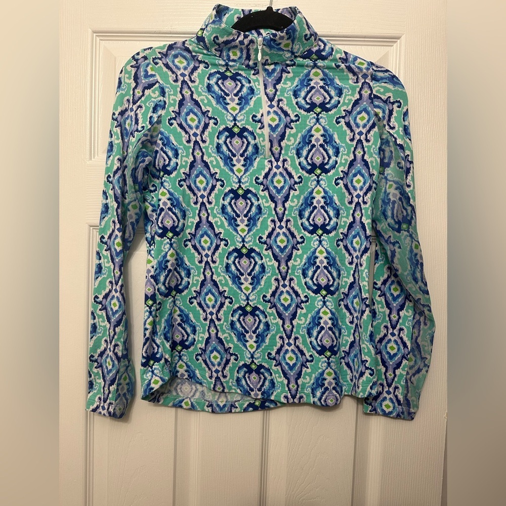 IBKUL Womens Top  Long Sleeve 1/4 Zip Mesh Pullover xs